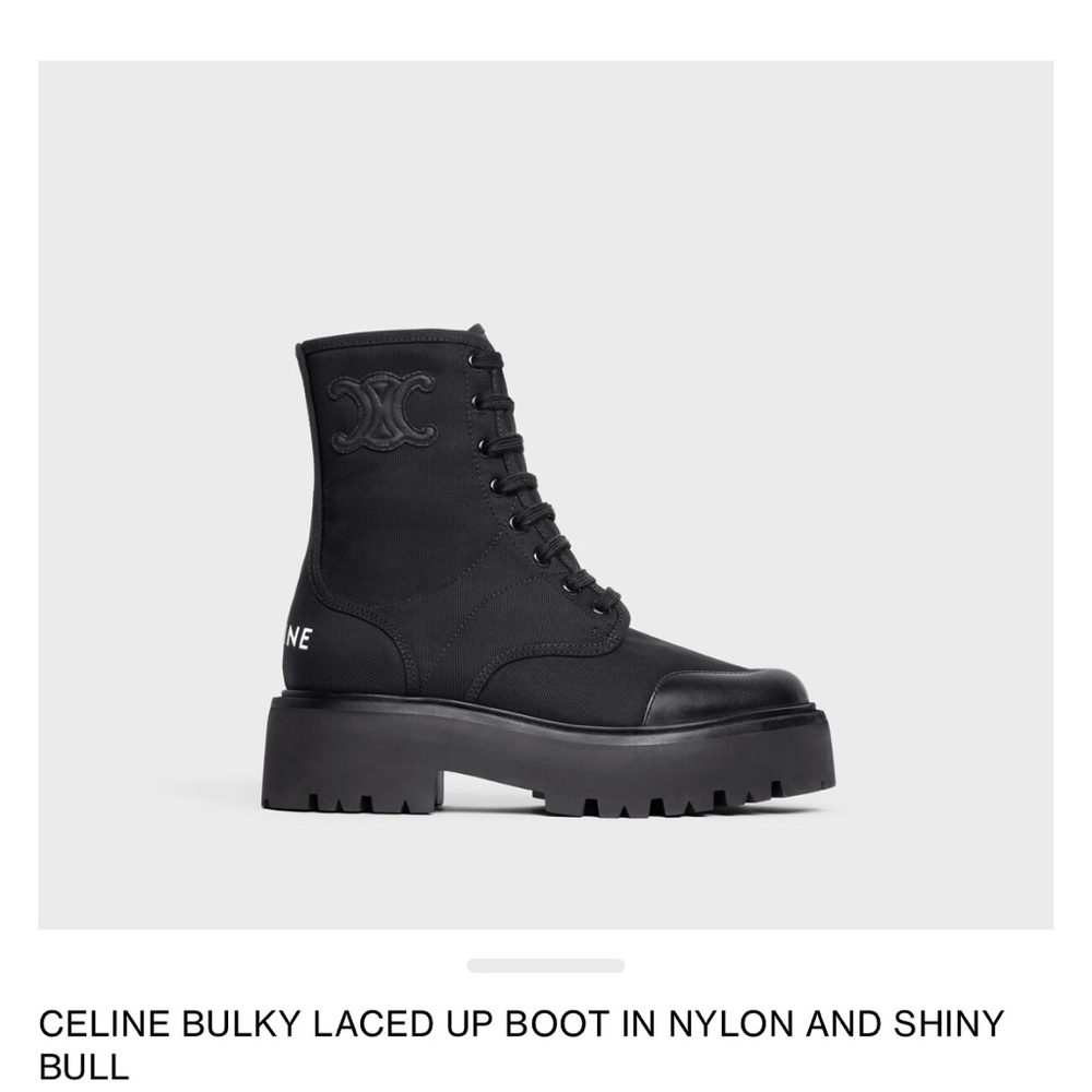Celine Black Bulky Laced Up Boot